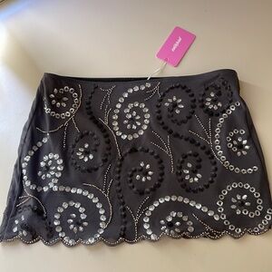 Edikted Embroidered Bead & Sequin Mesh Mini Skirt